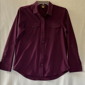 Eddie Bauer Purple Button-Down Roll-tab Sleeve Shirt